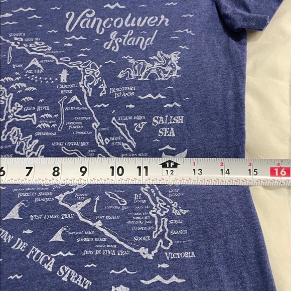 WESTCOATEES | Graphic Tee | Vancouver Island Map | Heather Blue |T-shirt |Size M - Picture 14 of 15